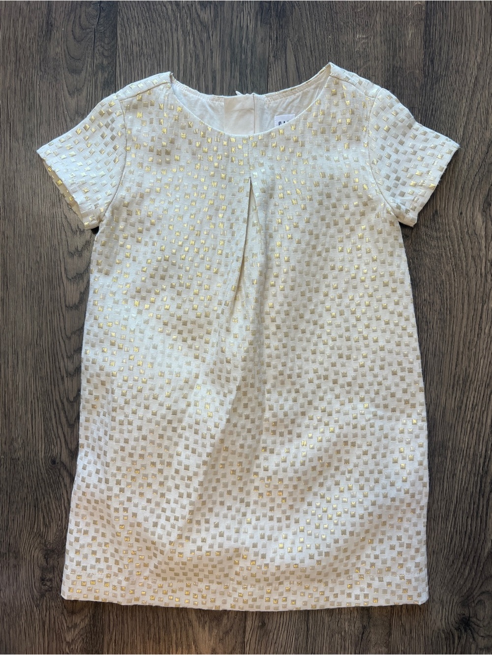 GAP Cream Short Sleeve Dress with Gold Square Accents - Size XS